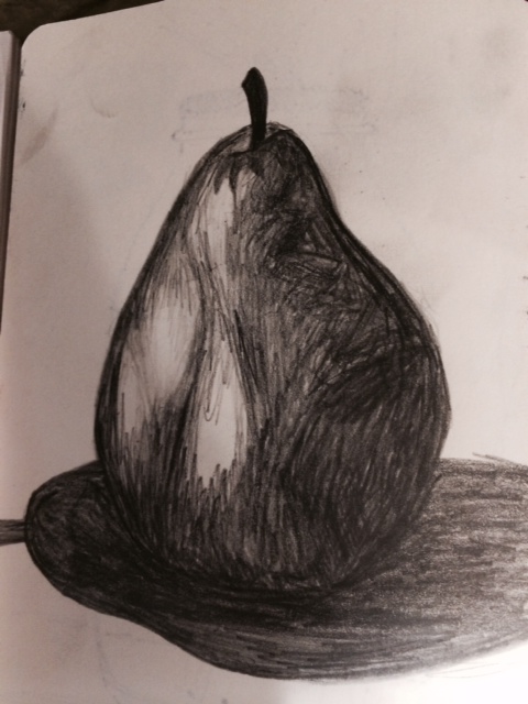 Pear study in sketchbook 